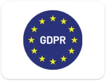GDPR compliance badge with a circle of gold EU stars