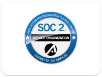 SOC 2 Service Organization Control badge examined by 360 Advanced